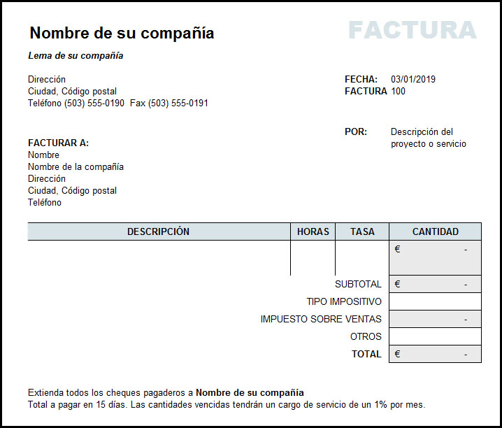 Factura Ordinaria Caracteristicas Ejemplos Y Plantillas